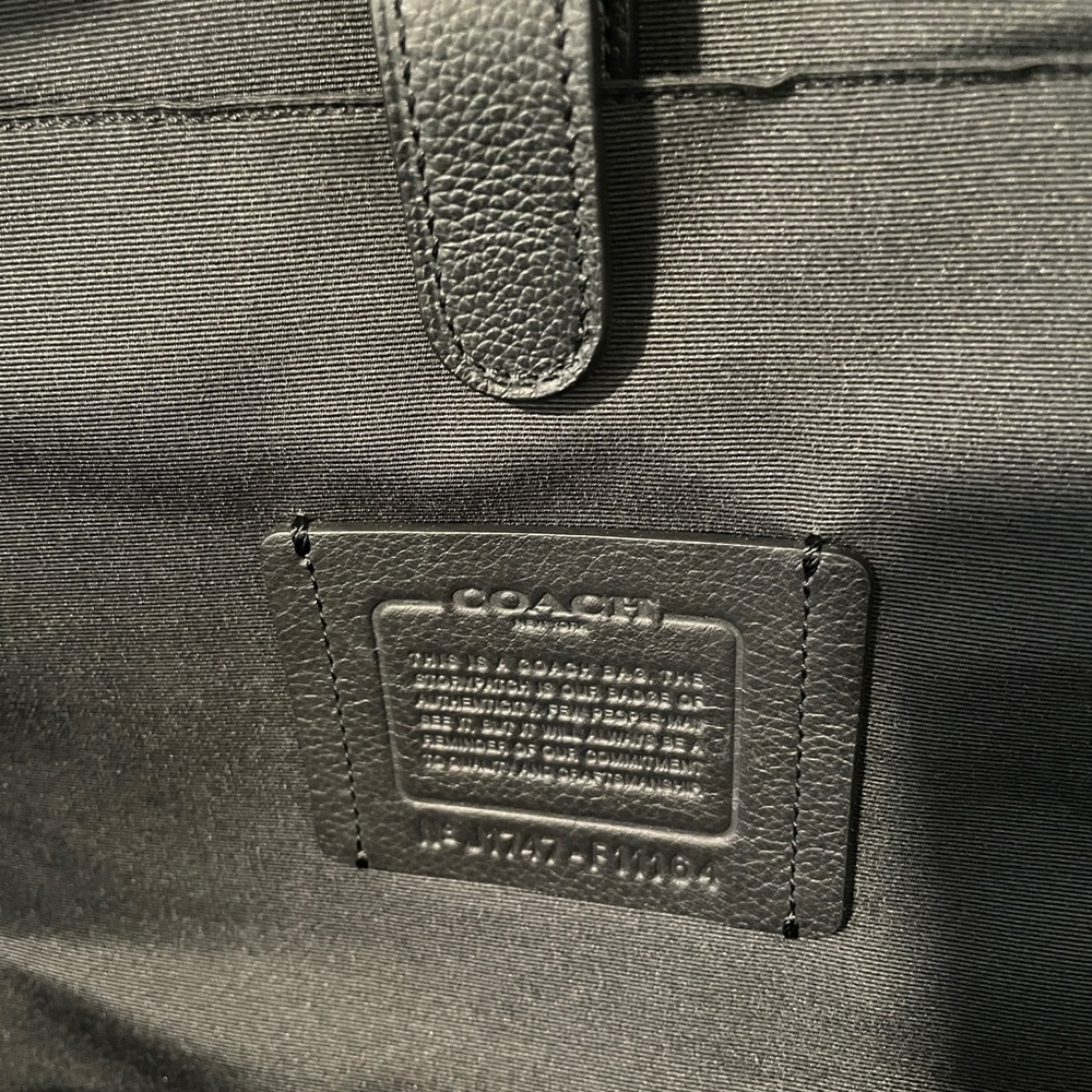 COACH Men’s Charles Plaid LEATHER BACKPACK Like New - Picture 9 of 13